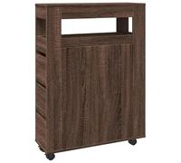 Eleganz Armoire de salle de bain, étroite, avec roulettes, aspect chêne, peu encombrante et mobile, pour les petits espaces, matériau en bois et durable