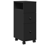 Eleganz Armoire de salle de bain étroite avec roulettes - Commode en bois noir pour le salon - Fine et peu encombrante - Avec roulettes pratiques - Meuble moderne pour les petits espaces