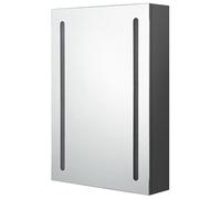 Eleganz Armoire de salle de bain, grise, 50 x 13 x 70 cm, en MDF avec revêtement en résine mélamine et verre, armoire à miroir moderne, avec éclairage, pour salle de bain, chambre à coucher ou couloir