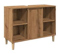 Eleganz Armoire de salle de bain, marron, chêne artisanal, 80 x 33 x 60 cm, en matériau dérivé du bois, ensemble de meubles de salle de bain élégant pour plus d'espace de rangement