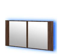 Eleganz Armoire de salle de bain moderne avec miroir, aspect chêne, 90 x 12 x 45 cm, en bois et acrylique, solution de rangement avec éclairage