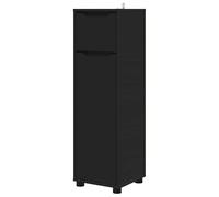 Eleganz Armoire de salle de bain, noire, en bois dérivé, 30,5 x 30 x 101 cm, moderne, avec espace de rangement, pour petits espaces