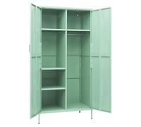 Eleganz Armoire en métal - Cupboard for Clothes - Commode verte : 90 x 50 x 180 cm - 2 portes - Vert menthe - 6 compartiments en acier - Verrouillable avec tringle à vêtements - Revêtement par poudre