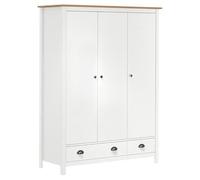 Eleganz Armoire murale en pin massif - 3 portes - Blanc - 127 x 50 x 170 cm - Rangement stable pour chambre à coucher et chambre d'amis