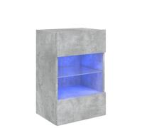 Eleganz Armoire TV murale avec luminaires en bois - Gris béton - 40 x 30 x 60,5 cm - Haut-parleur moderne pour salon, peu encombrant et élégant