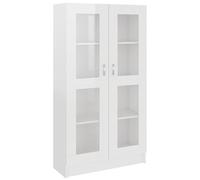 Eleganz Armoire vitrine, blanc brillant, 82,5 x 30,5 x 150 cm, en matériau dérivé du bois, avec verre, système d'étagères modernes pour salon et couloir, espace de rangement et style
