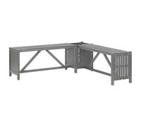 Eleganz Banc d'angle de jardin avec bac à plantes, 117 cm, en bois d'acacia massif, gris, meubles de jardin durables pour terrasse et jardin