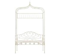 Eleganz Banc de jardin en fer forgé, 122 cm, blanc vieilli, robuste et durable, pour jardin, terrasse ou balcon, design élégant pour le confort en extérieur