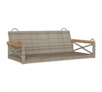 Eleganz Banc suspendu gris 109 x 62 x 40 cm en rotin PE, acier revêtu par pulvérisation et bois d'acacia massif avec finition à l'huile, parfait pour le jardin, la terrasse ou le balcon, durable et