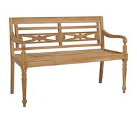 Eleganz Batavia Banc de jardin 120 cm en teck finement poncé avec coussin bleu - Chaise de jardin durable pour terrasse et jardin