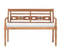 Eleganz Batavia Banc de jardin en teck avec rembourrage, durable, pour terrasse et jardin, 120 cm, en teck finement poli avec finition huile de teck