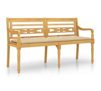 Eleganz Batavia Banc en teck massif 150 cm avec coussin beige - Siège de jardin durable en tissu 100 % polyester - Parfait pour le jardin et la terrasse
