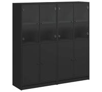Eleganz Bibliothèque à 2 portes, noire, 136 x 37 x 142 cm, moderne, en matériau à base de bois, pour salon, chambre à coucher ou bureau, rangement élégant pour livres et décoration