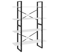 Eleganz Bibliothèque à 4 compartiments, blanche, 100 x 30 x 140 cm, en matériau dérivé du bois et métal, système d'étagères stables pour salon, bureau ou chambre d'enfant, peu encombrante et durable
