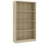 Eleganz Bibliothèque à 4 compartiments en bois de chêne Sonoma, 80 x 24 x 142 cm, parfaite pour le salon, le bureau ou la chambre d'enfant, système d'étagères stable pour plus d'ordre et de style