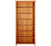 Eleganz Bibliothèque à 7 compartiments, 90 x 22,5 x 200 cm, en chêne massif, finition naturelle, systèmes d'étagères stables pour salon et bureau, idéale pour les petits espaces