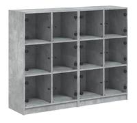 Eleganz Bibliothèque avec portes, gris béton, 136 x 37 x 109 cm, meuble de salon moderne, en matériau dérivé du bois, solution de rangement pour l'ordre et le style