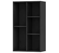 Eleganz Bibliothèque, buffet, noire, 50 x 25 x 80 cm, en matériau dérivé du bois, système d'étagères modernes pour salon, chambre à coucher, rangement stable et organisation élégante