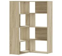 Eleganz Bibliothèque d'angle à 4 étages, en bois de chêne Sonoma, 85 x 85 x 140 cm, système d'étagères peu encombrantes pour les petits espaces, durable et élégante