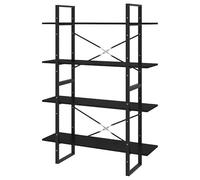 Eleganz Bibliothèque en pin massif et métal, à 4 étagères, noire, 100 x 30 x 140 cm, système d'étagères stables pour salon, bureau ou chambre d'enfant, durable et polyvalente