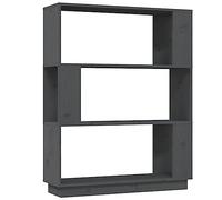 Eleganz Bibliothèque en pin massif | Séparateur de pièce gris 80 x 25 x 101 cm | Durable et élégante | Idéale pour le salon et le bureau à domicile