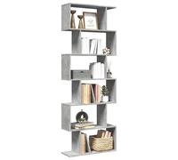 Eleganz Bibliothèque séparateur de pièce, à 6 étages, gris béton, système d'étagères modernes en bois pour salon et bureau à domicile, solution de rangement stable, 70 x 24 x 193 cm, idéale pour les
