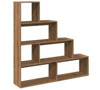 Eleganz Bibliothèque séparateur de pièce en bois | Système d'étagères à 4 niveaux en chêne artisanal | 143,5 x 29 x 143,5 cm | Séparateur de pièce pour salon, bureau | Solution de rangement stable