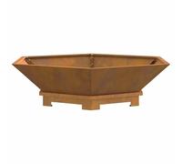 Eleganz Brasero hexagonal en acier Corten - 100 x 100 x 28 cm - Brasero en acier métallique durable pour jardin, terrasse et extérieur - Cheminée moderne avec rétention de la chaleur