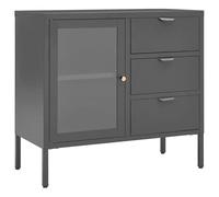 Eleganz Buffet anthracite 75 x 35 x 70 cm pour salon - Étagère moderne en acier et verre trempé - Solution de rangement pour les petits espaces