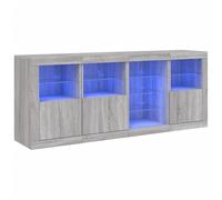Eleganz Buffet avec éclairage - Gris Sonoma - 164 x 37 x 67 cm - Meuble de salon moderne pour salon et salle à manger - Solution de rangement avec éclairage élégant