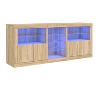 Eleganz Buffet avec éclairage pour salon - Meuble TV moderne et meuble de rangement en chêne Sonoma (162 x 37 x 67 cm) - Ensemble de meubles de salon élégants avec technologie économe en énergie