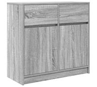 Eleganz Buffet avec tiroirs, gris, 80 x 34 x 76 cm, meuble de salon moderne, en bois dérivé, solution de rangement pour les petits espaces