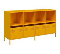 Eleganz Buffet en acier jaune moutarde 135 x 39 x 73,5 cm - Meuble de salon moderne pour petits espaces - Acier laminé à froid pour la durabilité et la stabilité