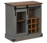 Eleganz Buffet Halden avec porte coulissante - Gris - 80 x 40 x 80 cm - Bois massif - Meuble de salon - Solution de rangement - Design moderne - Durable et élégant