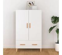 Eleganz Buffet haut blanc 70 x 31 x 115 cm en bois - Ensemble de meubles de salon modernes avec espace de rangement, peu encombrant pour les petits appartements
