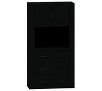 Eleganz Buffet haut en bois noir - Ensemble de meubles de salon modernes avec une grande stabilité et un grand espace de rangement, idéal pour les petits appartements et les familles