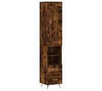 Eleganz Buffet haut en chêne fumé 34,5 x 34 x 180 cm en bois et métal - Ensemble de meubles de salon modernes avec surface en cuir synthétique, solution de rangement pour les petits espaces