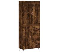 Eleganz Buffet haut en chêne fumé 69,5 x 34 x 180 cm en bois et métal - Ensemble de meubles de salon modernes avec aspect cuir synthétique, peu encombrant et durable pour les petits espaces