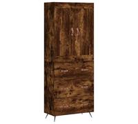 Eleganz Buffet haut en chêne fumé 69,5 x 34 x 180 cm - Ensemble de meubles de salon modernes en bois, métal et cuir synthétique - Élégant et peu encombrant pour les petits espaces