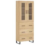 Eleganz Buffet haut en chêne Sonoma 69,5 x 34 x 180 cm en matériau dérivé du bois avec verre et métal - Ensemble de meubles de salon modernes pour une décoration élégante - Durable et peu encombrant