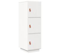 Eleganz Buffet haut en pin massif, blanc, 34 x 40 x 108,5 cm, solution de rangement pour petits espaces, durable et naturel