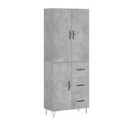 Eleganz Buffet haut gris béton 69,5 x 34 x 180 cm - Ensemble de meubles de salon modernes en bois - Peu encombrant et élégant pour les petits espaces