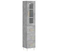 Eleganz Buffet haut gris béton - Ensemble de meubles de salon en bois - Moderne et peu encombrant (34,5 x 34 x 180 cm) - Idéal pour les petits espaces - Solution de rangement