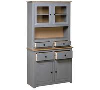 Eleganz Buffet haut gris en pin massif 93 x 40,5 x 180 cm - Ensemble de meubles de salon modernes pour une décoration élégante | Durable et respectueux de l'environnement
