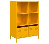 Eleganz Buffet haut jaune moutarde 68 x 39 x 103,5 cm - Ensemble de meubles de salon modernes en acier peu encombrant et élégant pour les petits espaces - Solution de rangement stable