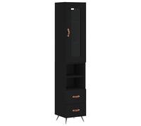 Eleganz Buffet haut noir 34,5 x 34 x 180 cm - Ensemble de meubles de salon en matériau dérivé du bois - Espace de rangement moderne pour salon - Peu encombrant et élégant
