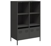 Eleganz Buffet haut, noir, 68 x 39 x 103,5 cm, pour salon, étagère moderne en acier avec espace de rangement, meuble peu encombrant pour les petits espaces