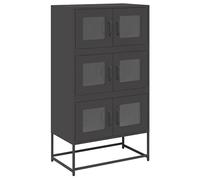 Eleganz Buffet haut noir 68 x 39 x 123 cm - Armoire de rangement moderne pour salon | Structure en acier et espace de rangement | Idéal pour les petits appartements et les ménages