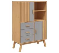 Eleganz Buffet haut Olden en pin massif, ensemble de meubles de salon, gris et marron, 85 x 43 x 125 cm, élégant et durable, pour les aménagements modernes