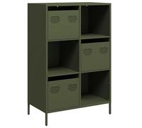 Eleganz Buffet haut vert olive 68 x 39 x 103,5 cm | Ensemble de meubles de salon en acier | Moderne et peu encombrant | Rangement stable pour les petits espaces